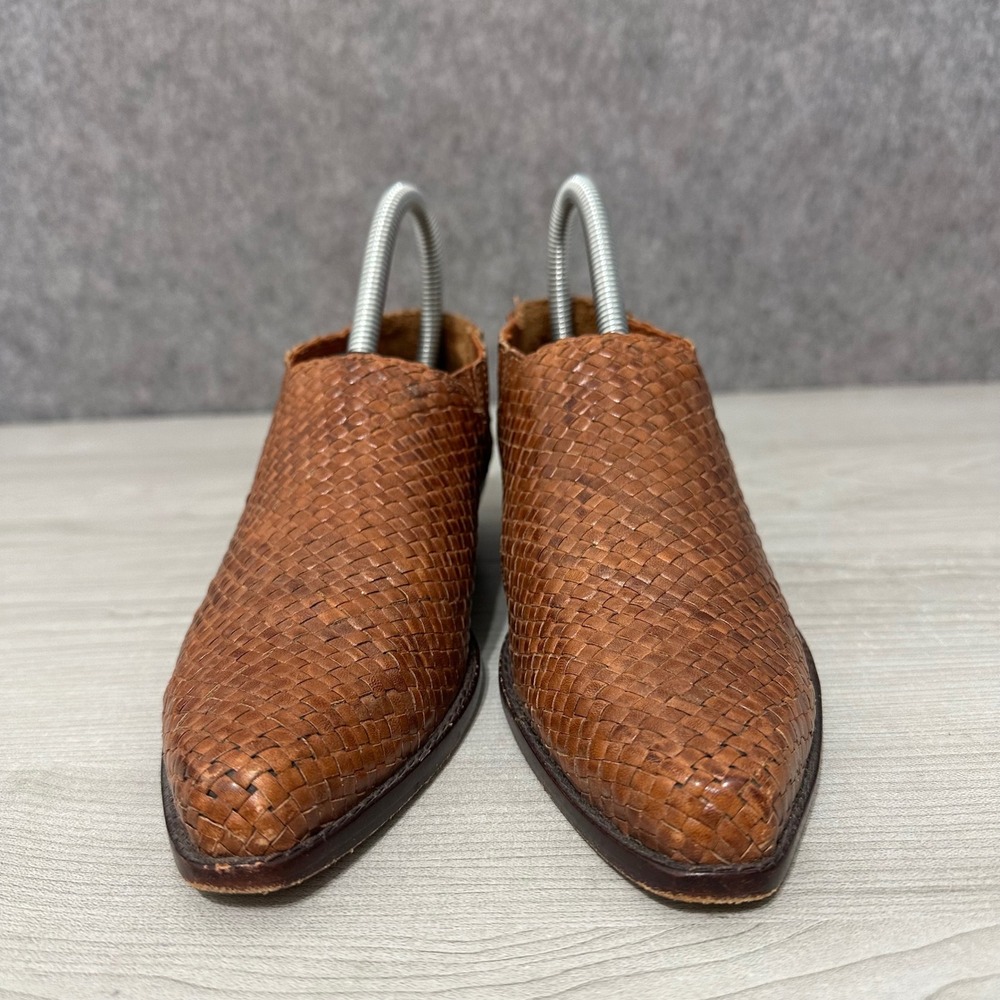 Cole Haan Ariel Booties Womens 7 Brown Woven Leather Slip On Ankle Boots - Picture 4 of 10